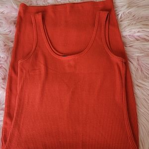 Orange Ribbed Midi Dress